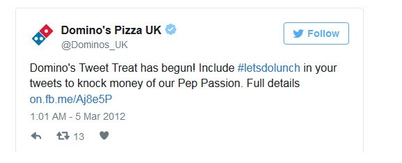 social media tactic for small business from Dominos