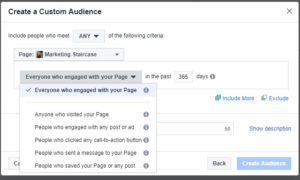 Create a Facebook custom audience choices